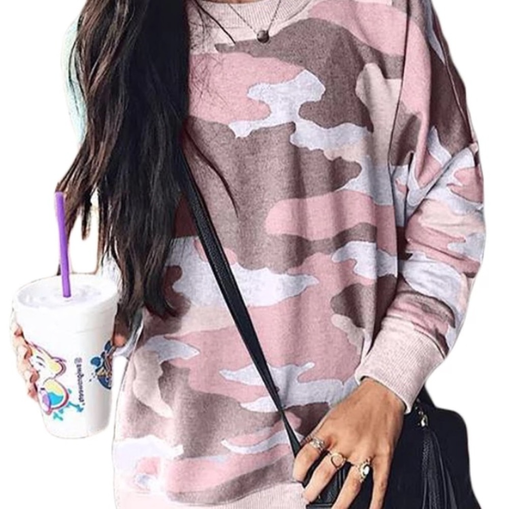 (1 left -not restocking)CAMO sweatshirt in pink - Picture 3 of 5